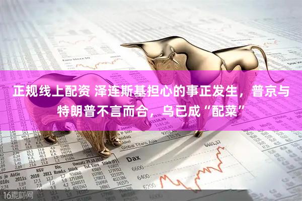 正规线上配资 泽连斯基担心的事正发生，普京与特朗普不言而合，乌已成“配菜”